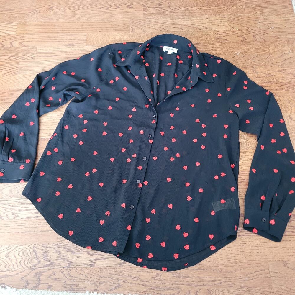 L'agence Embroidered Heart Blouse Sz L